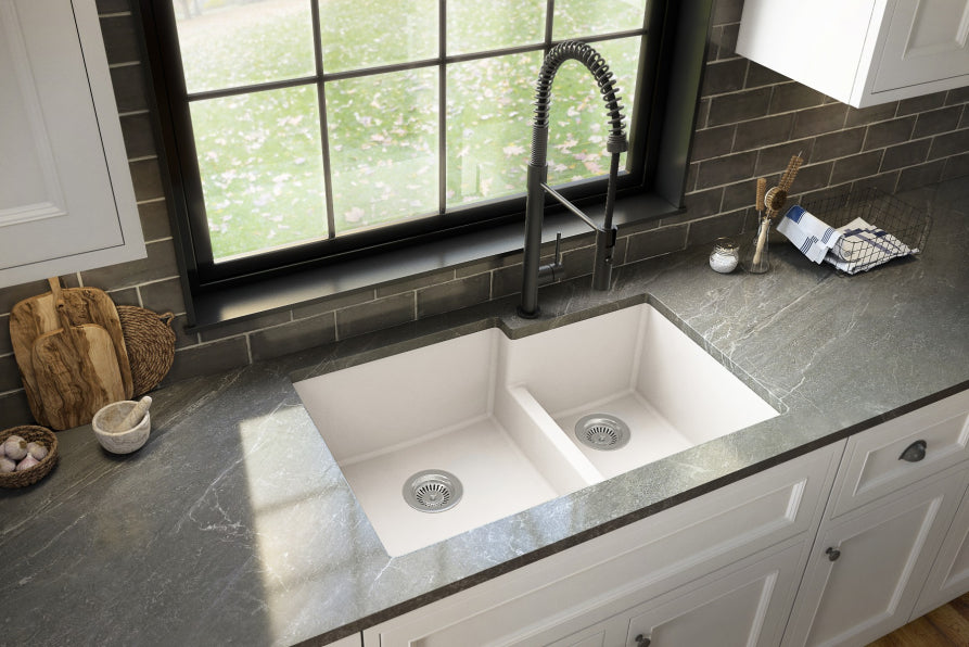 Quartz Composite White Kitchen Sink Matte 4