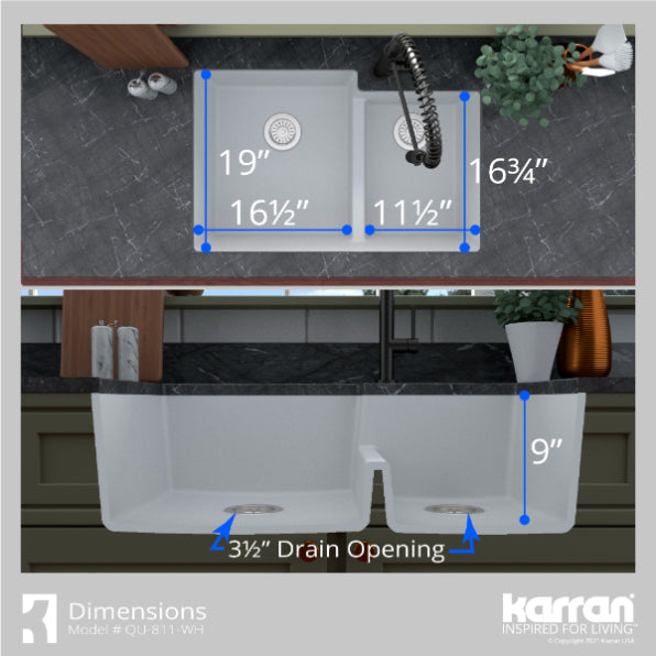 Quartz Composite White Kitchen Sink Matte 7