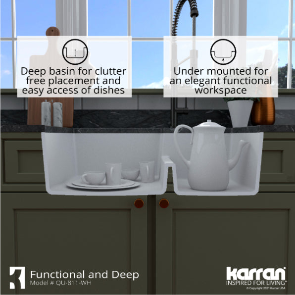 Quartz Composite White Kitchen Sink Matte 8