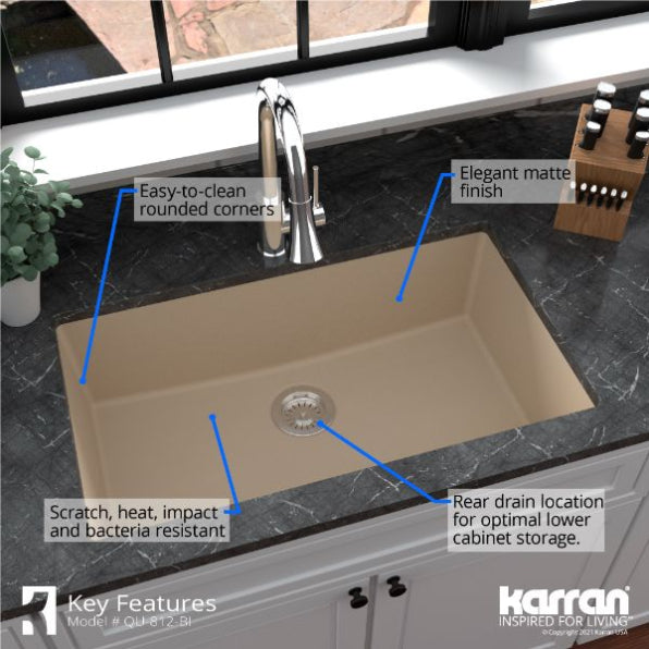 Quartz Composite Bisque Kitchen Sink Matte 5