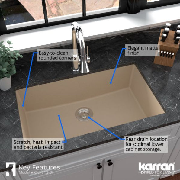 Quartz Composite Bisque Kitchen Sink Matte 4
