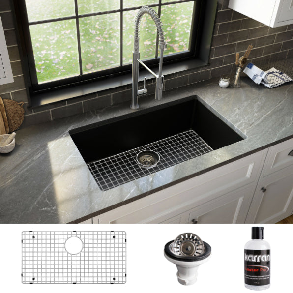 Quartz Composite Black Kitchen Sink Matte 3