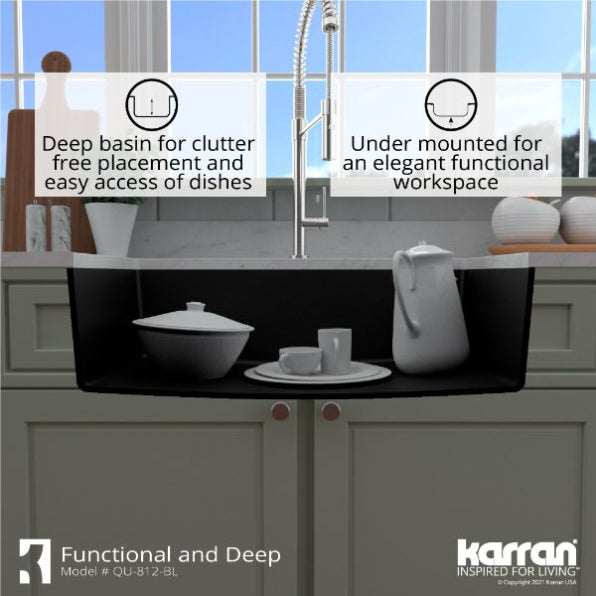 Quartz Composite Black Kitchen Sink Matte 8
