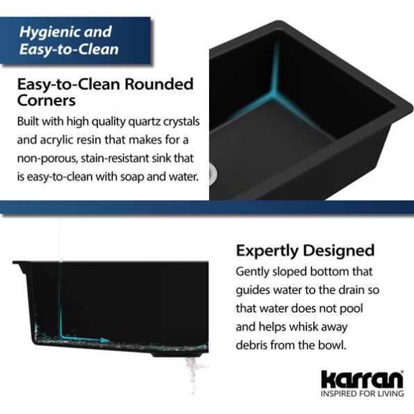 Quartz Composite Black Kitchen Sink Matte 7