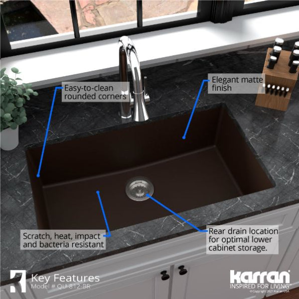 Quartz Composite Brown Kitchen Sink Matte 5