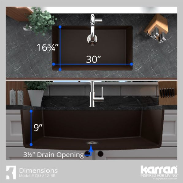 Quartz Composite Brown Kitchen Sink Matte 6