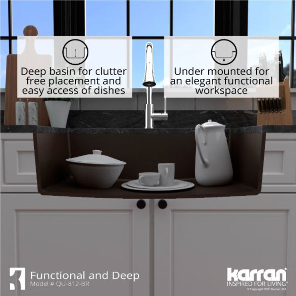 Quartz Composite Brown Kitchen Sink Matte 7