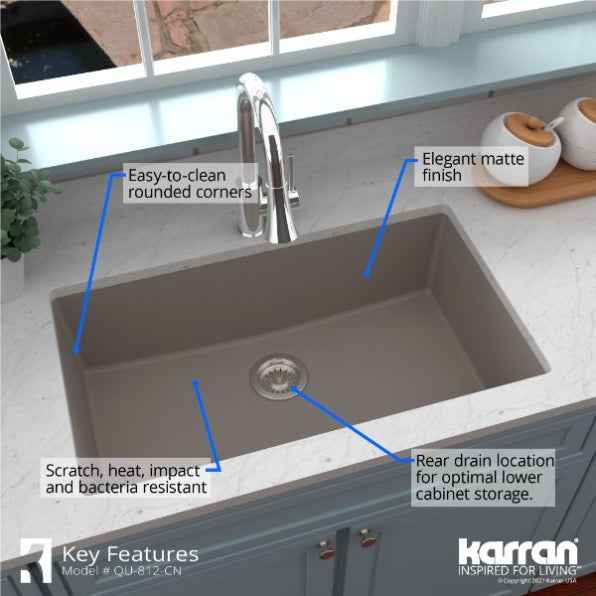 Quartz Composite Concrete Kitchen Sink Matte 5