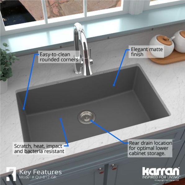 Quartz Composite Grey Kitchen Sink Matte 5