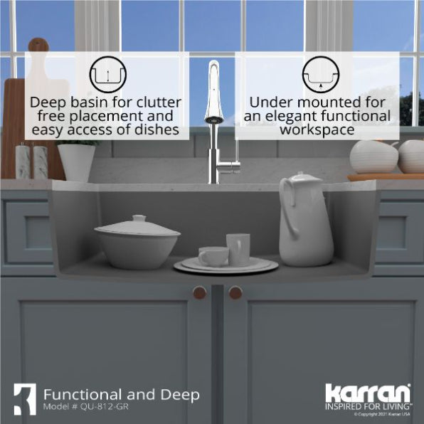 Quartz Composite Grey Kitchen Sink Matte 7