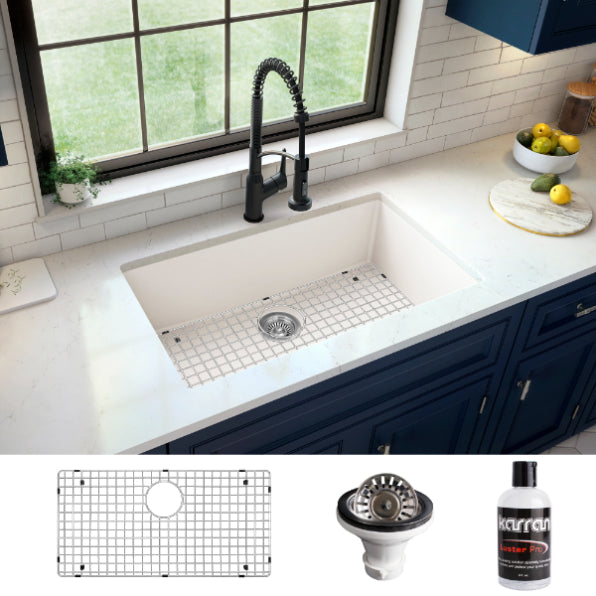 Quartz Composite White Kitchen Sink Matte 3