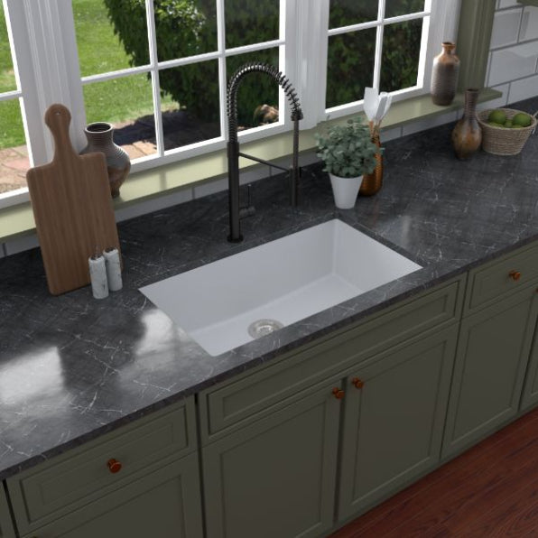 Quartz Composite White Kitchen Sink Matte 4