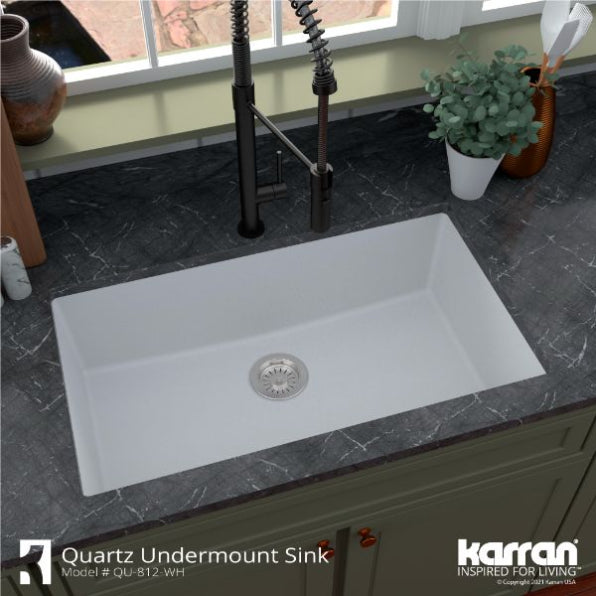 Quartz Composite White Kitchen Sink Matte 5