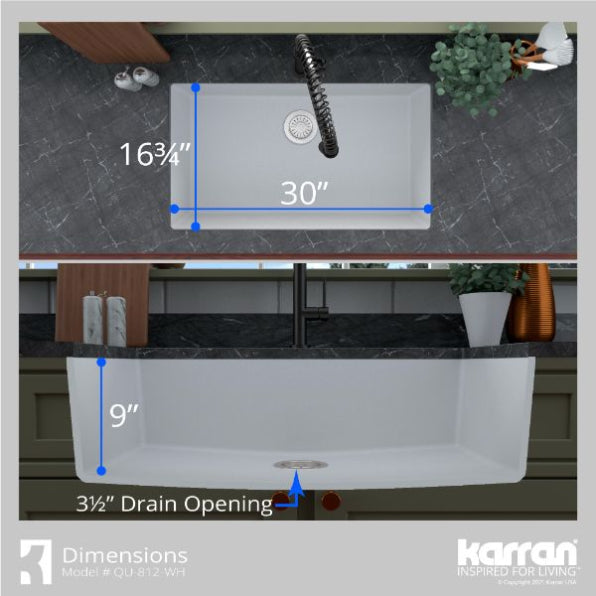 Quartz Composite White Kitchen Sink Matte 7