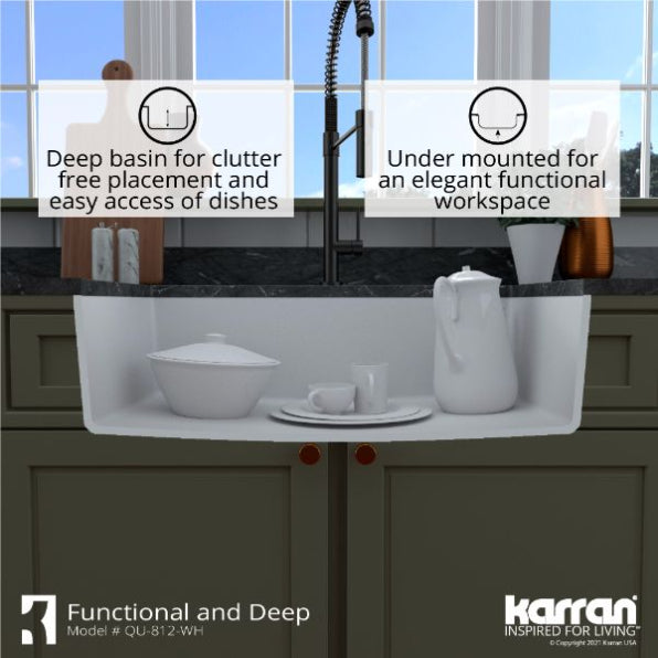 Quartz Composite White Kitchen Sink Matte 8