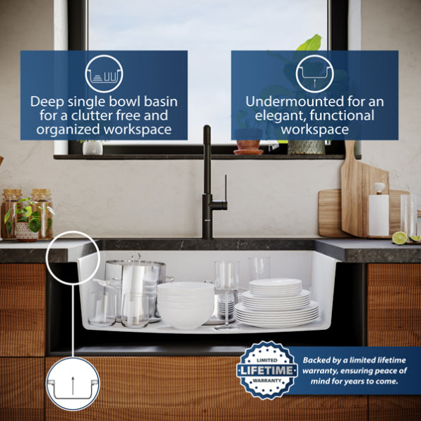 Quartz Composite White Kitchen Sink Matte 6