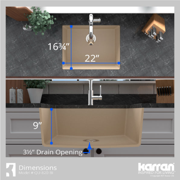 Quartz Composite Bisque Kitchen Sink Matte 6