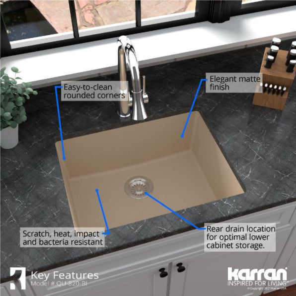 Quartz Composite Bisque Kitchen Sink Matte 4