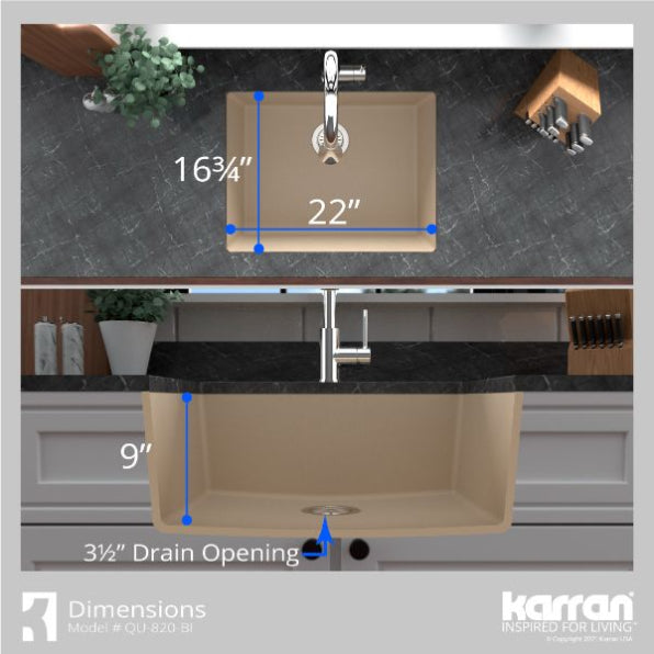 Quartz Composite Bisque Kitchen Sink Matte 5