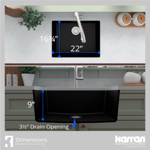 Quartz Composite Black Kitchen Sink Matte 7