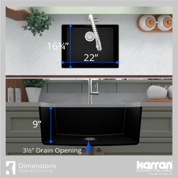 Quartz Composite Black Kitchen Sink Matte 5