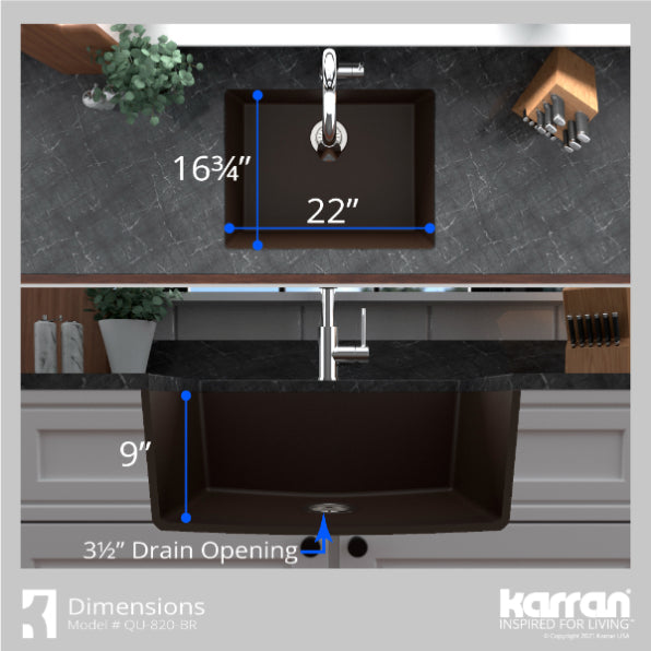 Quartz Composite Brown Kitchen Sink Matte 6