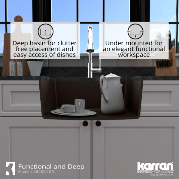 Quartz Composite Brown Kitchen Sink Matte 7