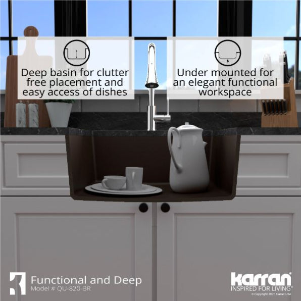 Quartz Composite Brown Kitchen Sink Matte 6