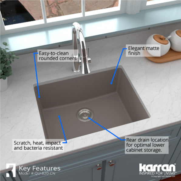 Quartz Composite Concrete Kitchen Sink Matte 5