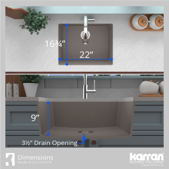 Quartz Composite Concrete Kitchen Sink Matte 5