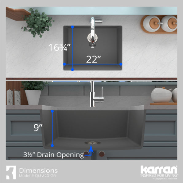Quartz Composite Grey Kitchen Sink Matte 6