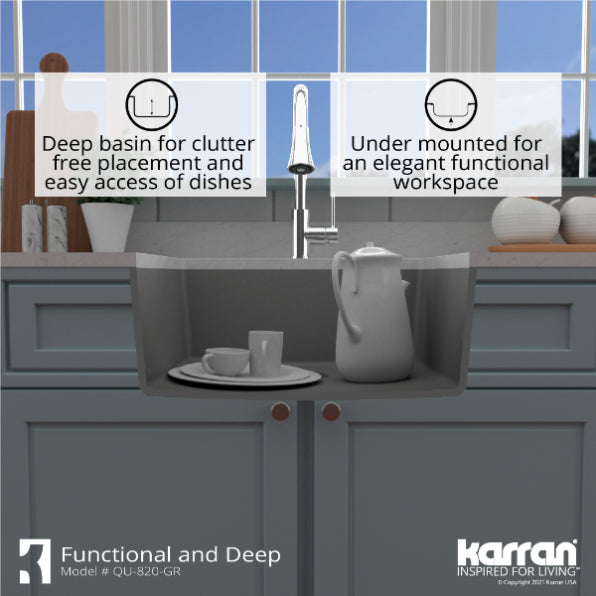 Quartz Composite Grey Kitchen Sink Matte 7