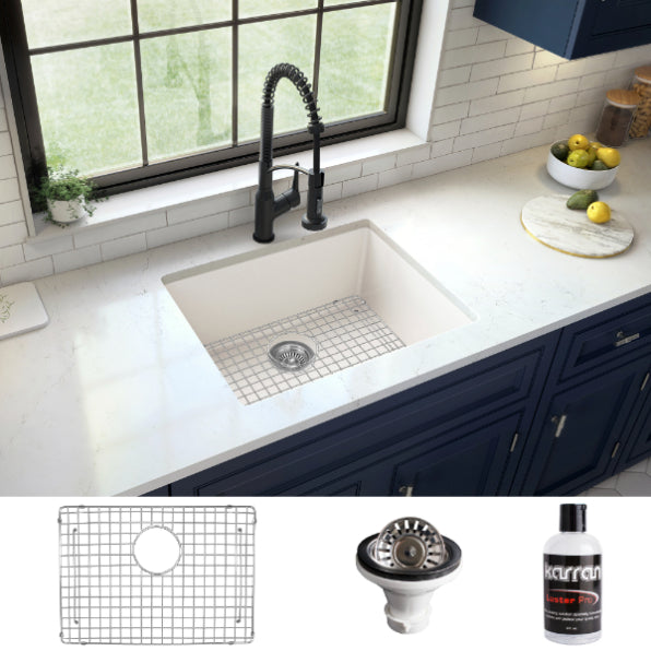 Quartz Composite White Kitchen Sink Matte 3