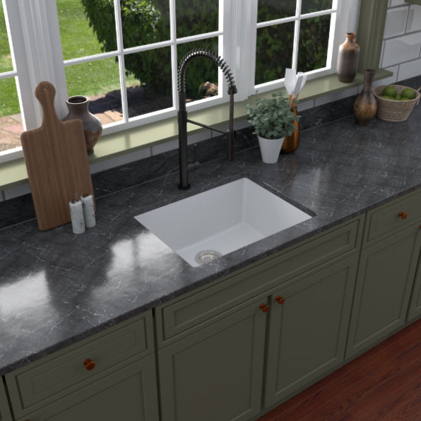 Quartz Composite White Kitchen Sink Matte 4