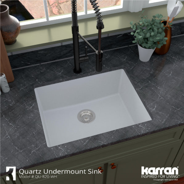 Quartz Composite White Kitchen Sink Matte 5