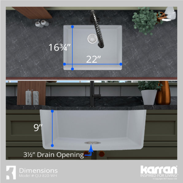 Quartz Composite White Kitchen Sink Matte 7