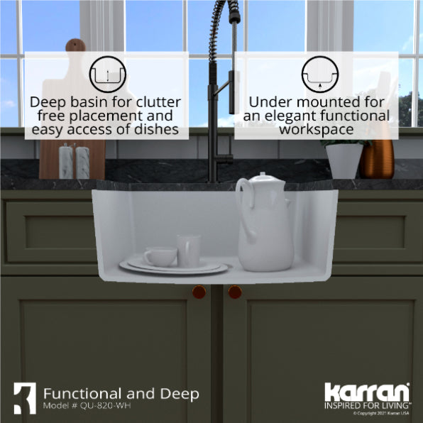 Quartz Composite White Kitchen Sink Matte 8