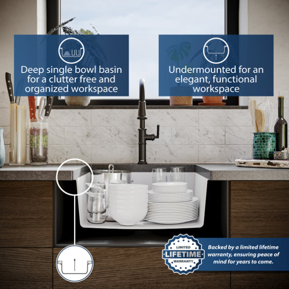 Quartz Composite White Kitchen Sink Matte 6