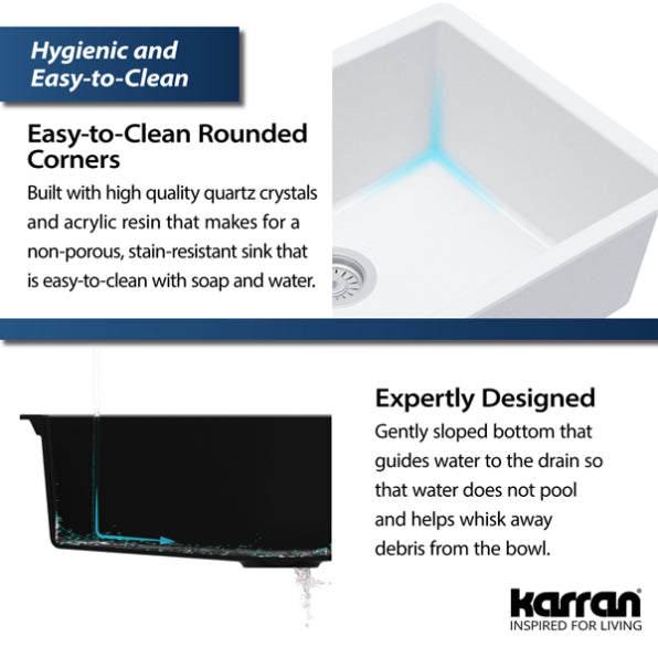 Quartz Composite White Kitchen Sink Matte 7