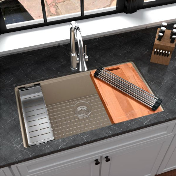 Quartz Composite Bisque Kitchen Sink Matte 4