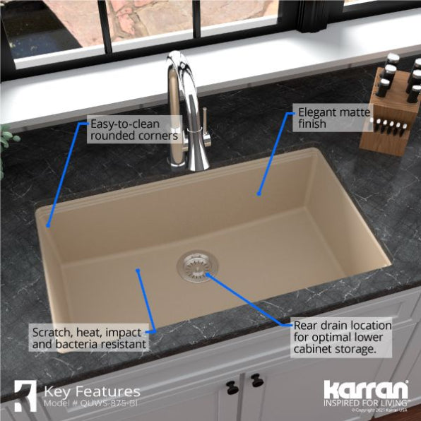 Quartz Composite Bisque Kitchen Sink Matte 5