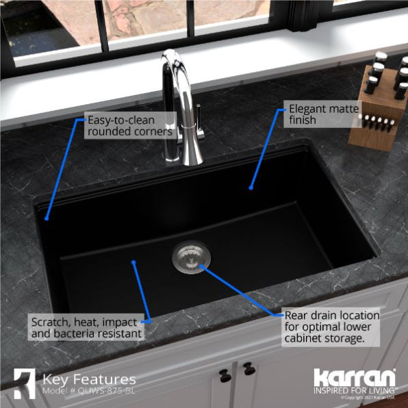 Quartz Composite Black Kitchen Sink Matte 5