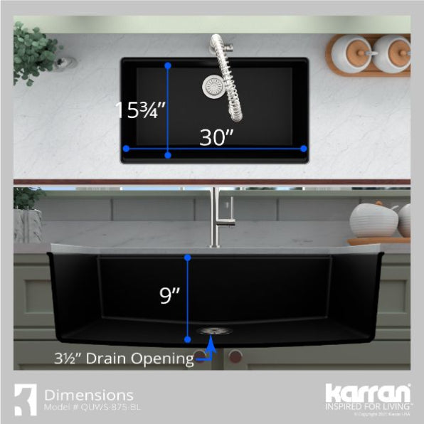 Quartz Composite Black Kitchen Sink Matte 6