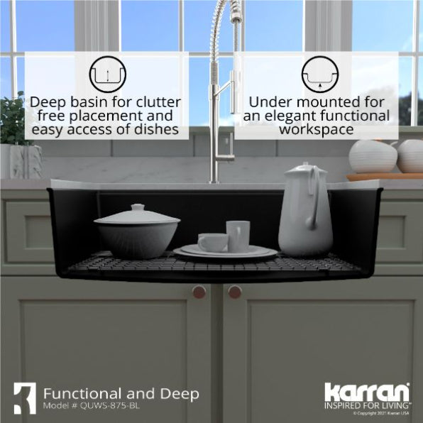 Quartz Composite Black Kitchen Sink Matte 7