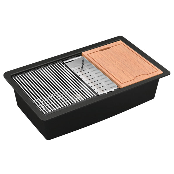Quartz Composite Black Kitchen Sink Matte 1