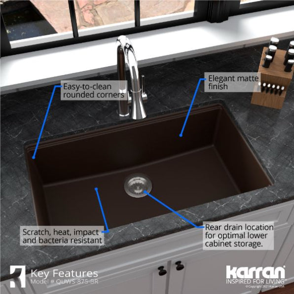 Quartz Composite Brown Kitchen Sink Matte 4