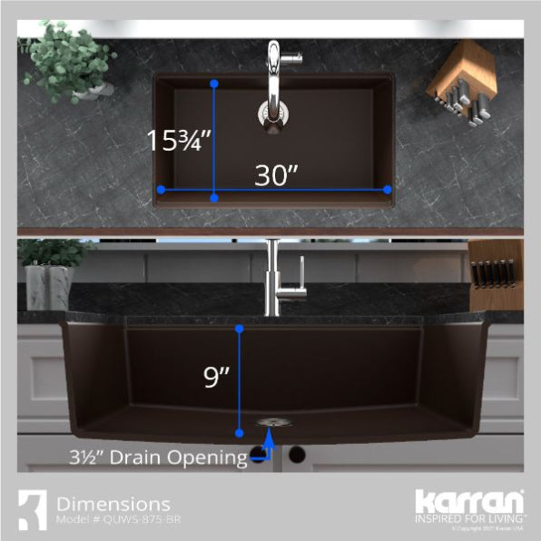 Quartz Composite Brown Kitchen Sink Matte 5