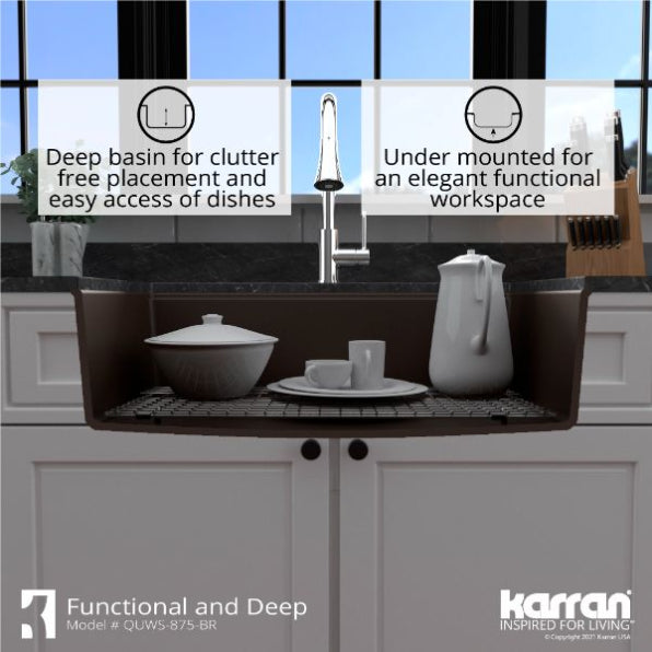 Quartz Composite Brown Kitchen Sink Matte 6