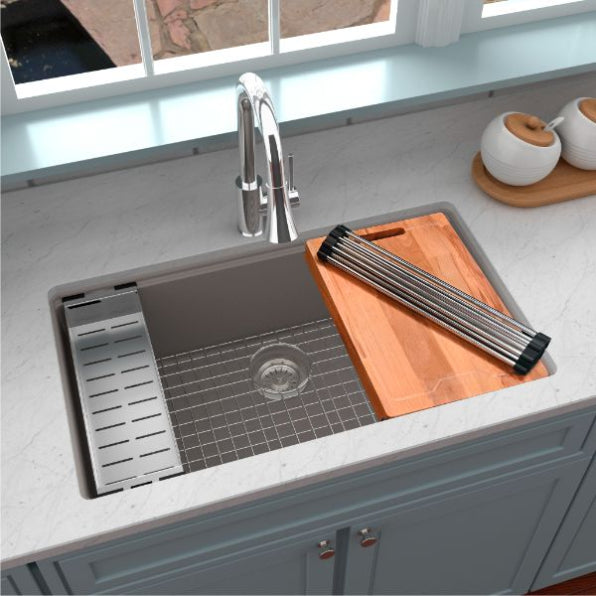 Quartz Composite Concrete Kitchen Sink Matte 4