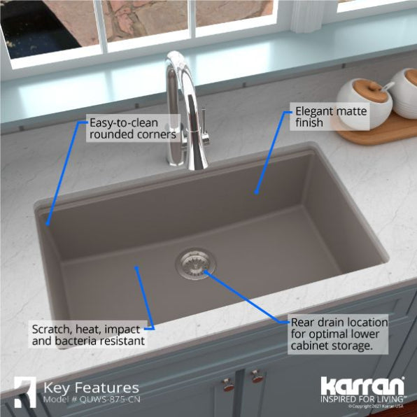 Quartz Composite Concrete Kitchen Sink Matte 5